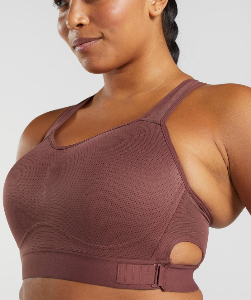 Women's Gymshark Racerback High Support Sports Bra Dark Brown | NZ 2FLGOY